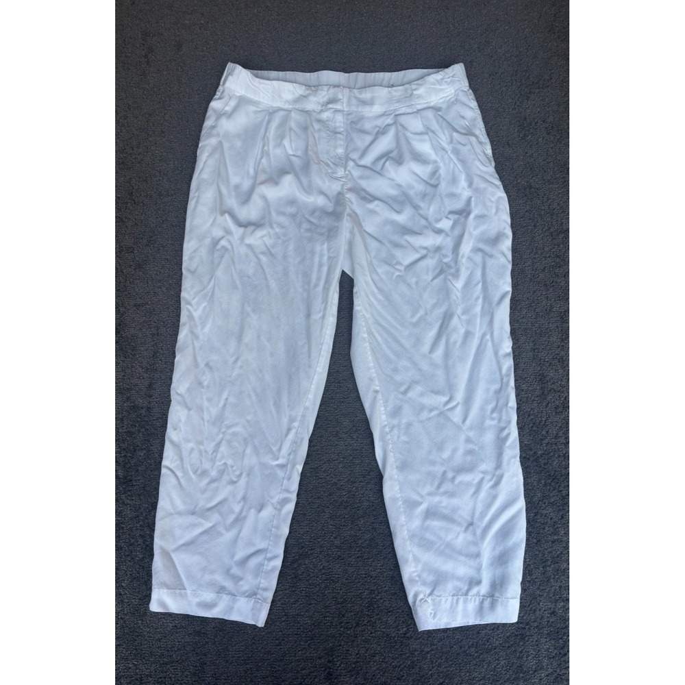 Chico's Skimmer Dress Pants Women's 1.5 White 100% Tencel Zip Fly‎ Elastic Waist